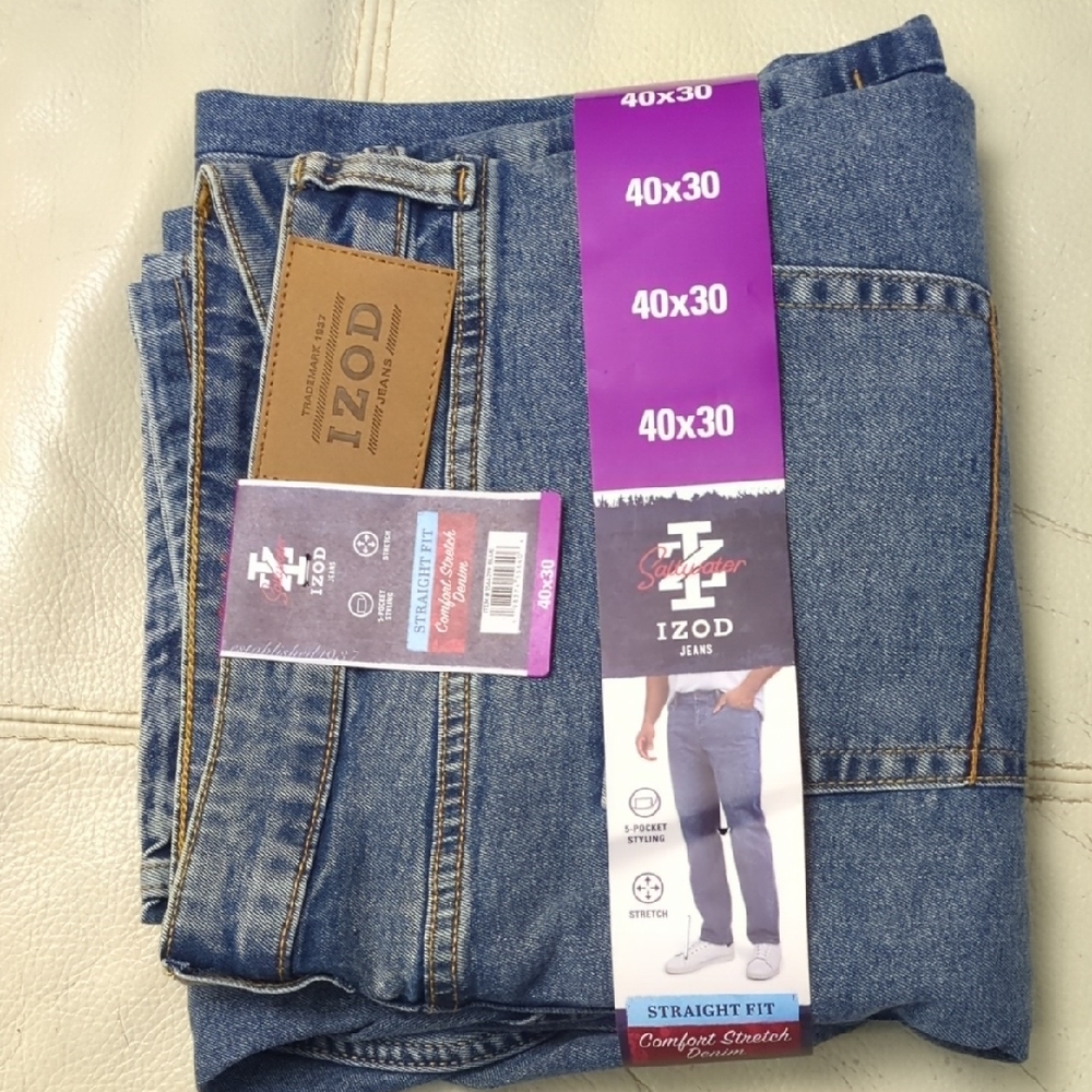 Izod Men's Straight Jeans - Denim Blue